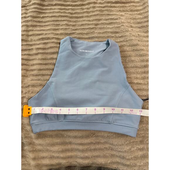 NEW WeWoreWhat High Neck Sports Racer Back Bra Dusty Blue Size Small Athletic - Picture 8 of 8